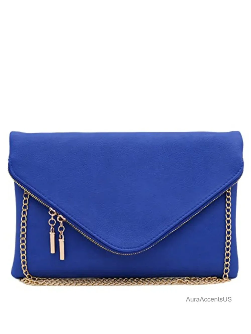 XL Faux Leather Envelope Clutch with Chain Strap Magnet Snap